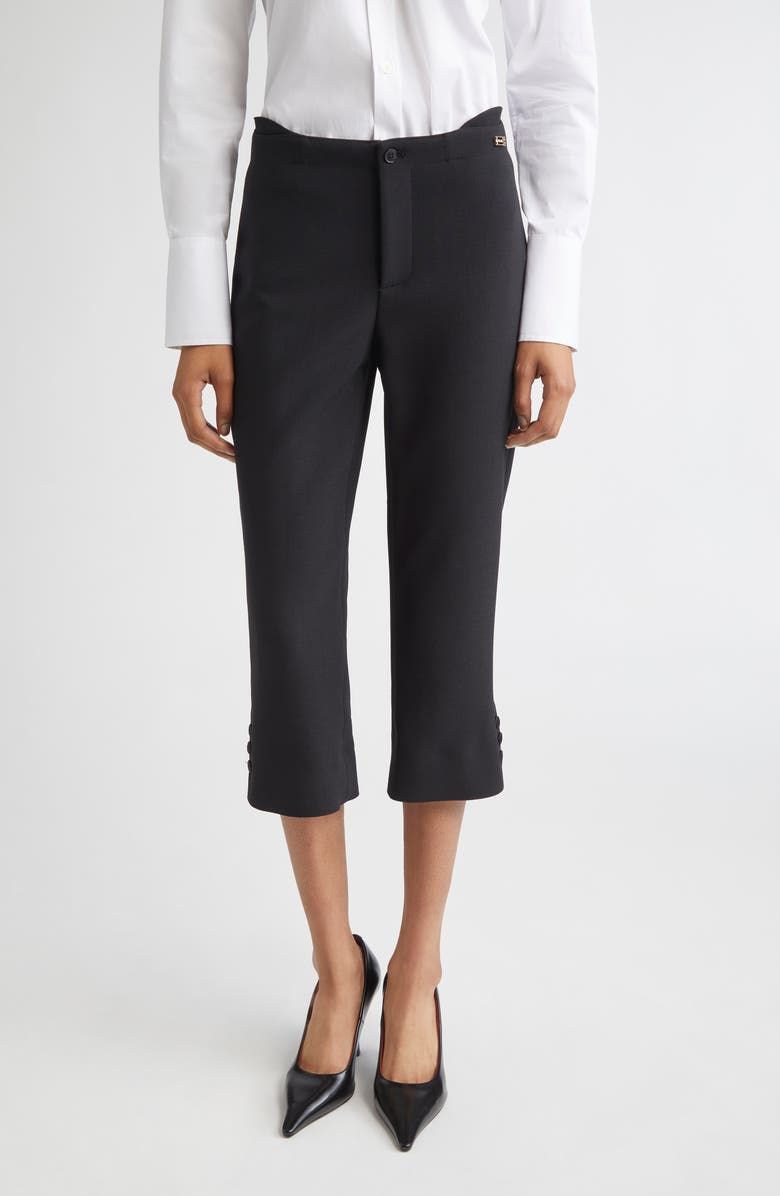 Tab Detail Double Crepe Crop Pants