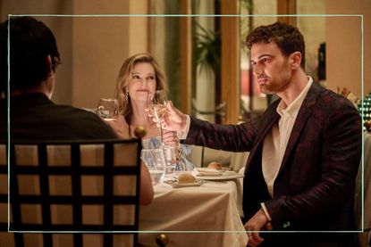 Meghann Fahy as Daphne Babcock &amp; Theo James as Cameron in The White Lotus season 2