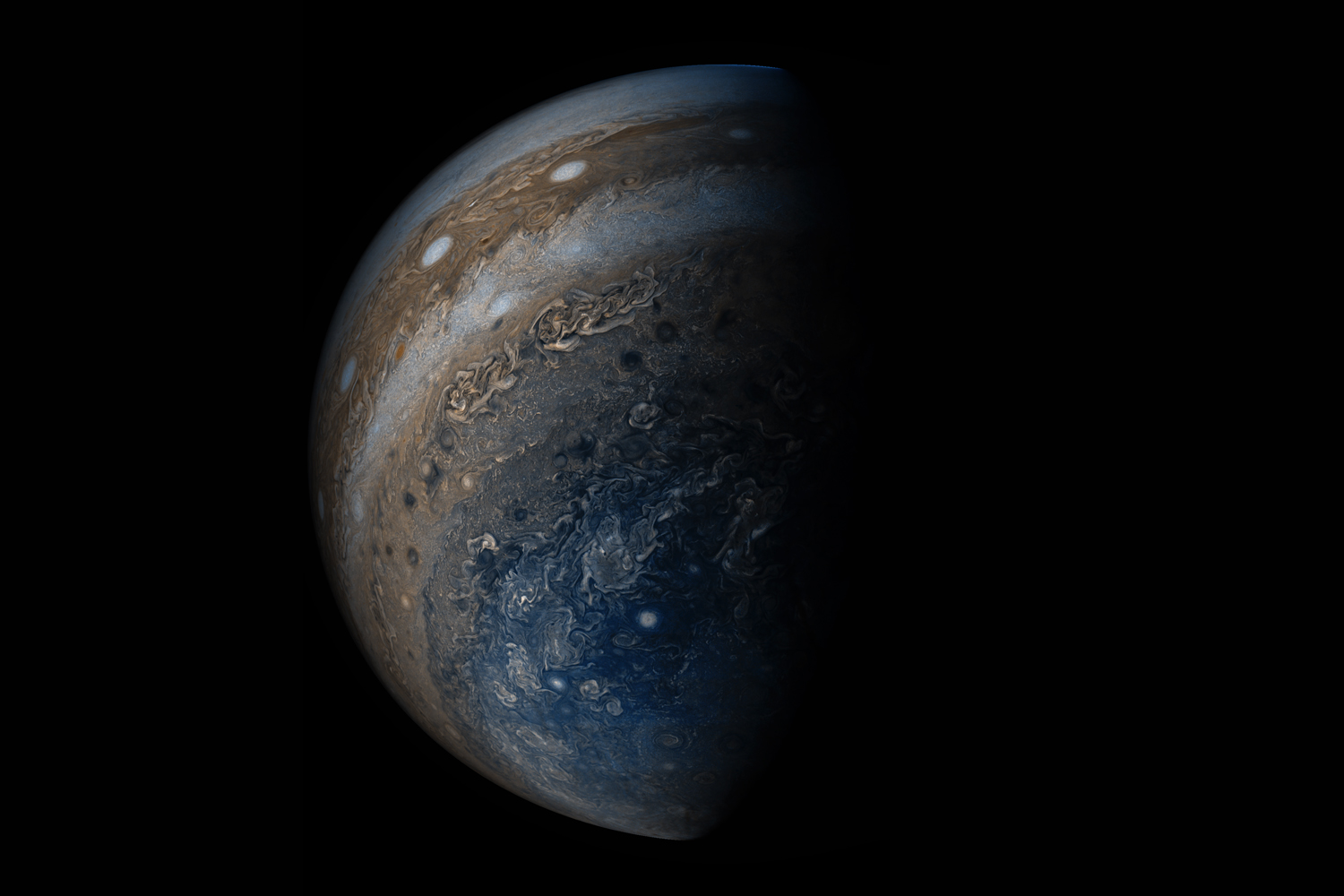 Singer Ariana Grande apparently loves photos of Jupiter like this one from NASA&#039;s Juno spacecraft. This view was taken on May 19, 2017 and was processed by citizen scientists Gerald Eichstädt and Seán Doran to enhance color differences.