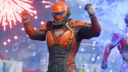 Splitgate 2 screenshot of trailer character punching the air