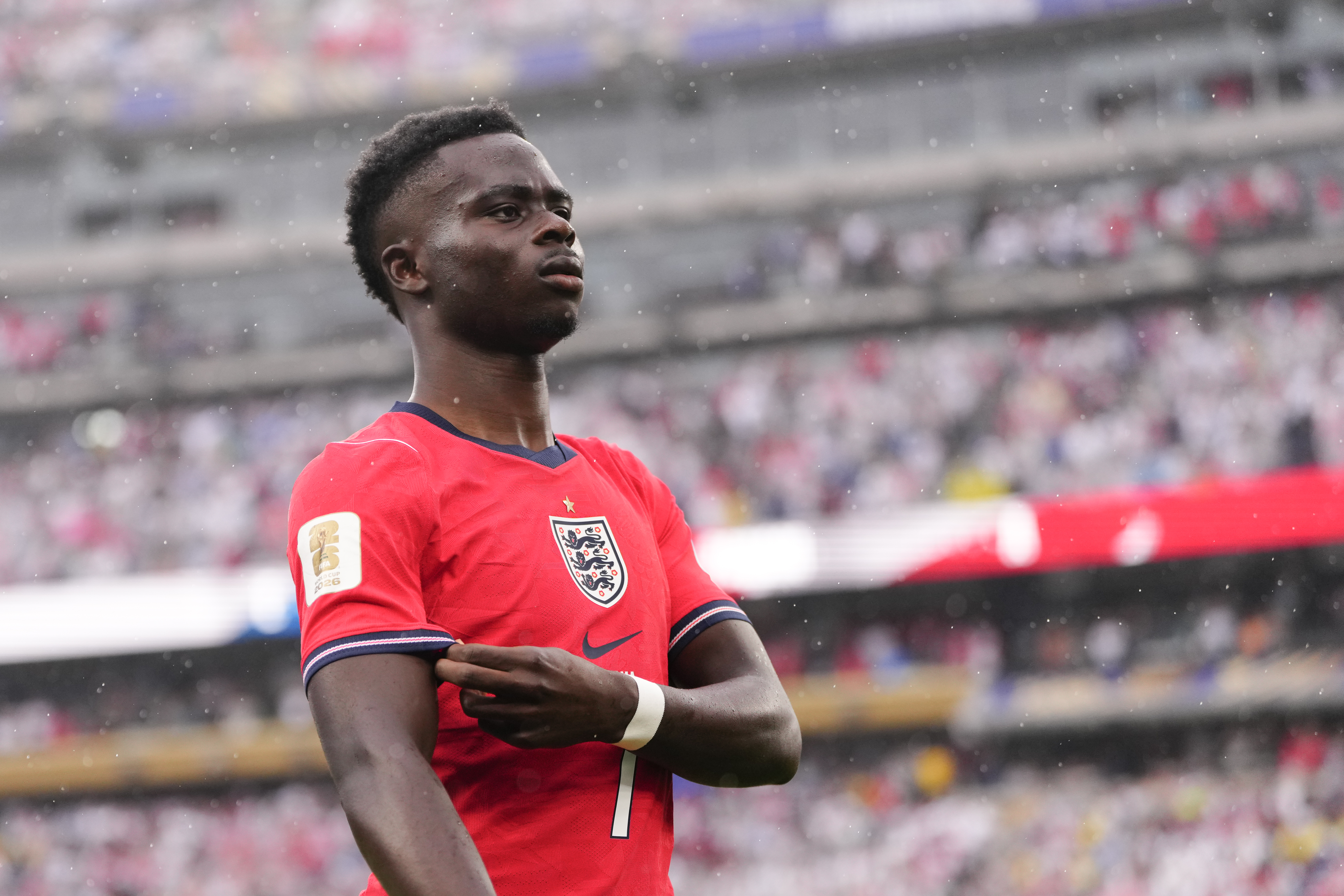EAST RUTHERFORD, NEW JERSEY - JUNE 27: Bukayo Saka of England looks on during the FIFA World Cup 2026 Group L match between Panama and England at New York New Jersey Stadium on June 27, 2026 in East Rutherford, New Jersey. (Photo by Europa Press Sports/Europa Press via Getty Images)