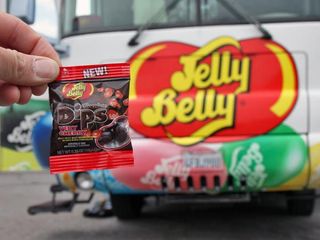 Jelly Belly used the Tour of California to show off its new Dips - chocolate covered gummy beans offered in five flavors.