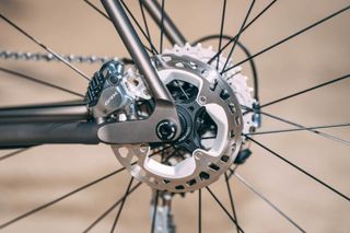 A close up of the polished silver Shimano GRX Limited groupset