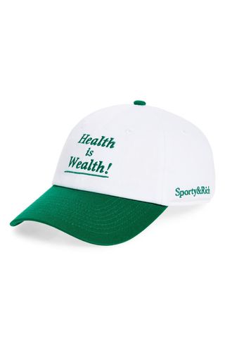 Health Is Wealth Embroidered Cotton Twill Baseball Cap