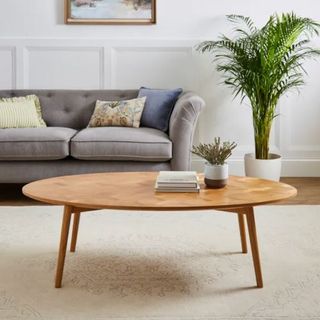 wooden rounded coffee table