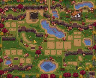 Stardew Valley mods - attractive standard farm - the farm lot has been redisigned with several hills and designated plant plots.