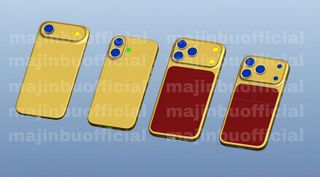 The iPhone 17 Air, iPhone 17, iPhone 17 Pro, and iPhone 17 Pro Max in a CAD mockup