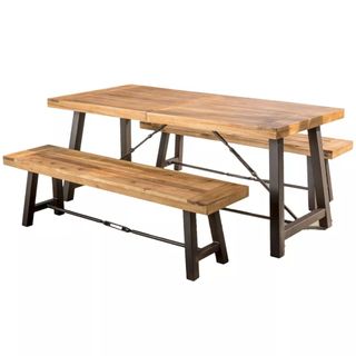 A Catriona 3pc Acacia Wood Picnic Table against a white background