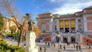 An exterior shot of the Prado Museum in Madrid, Spain