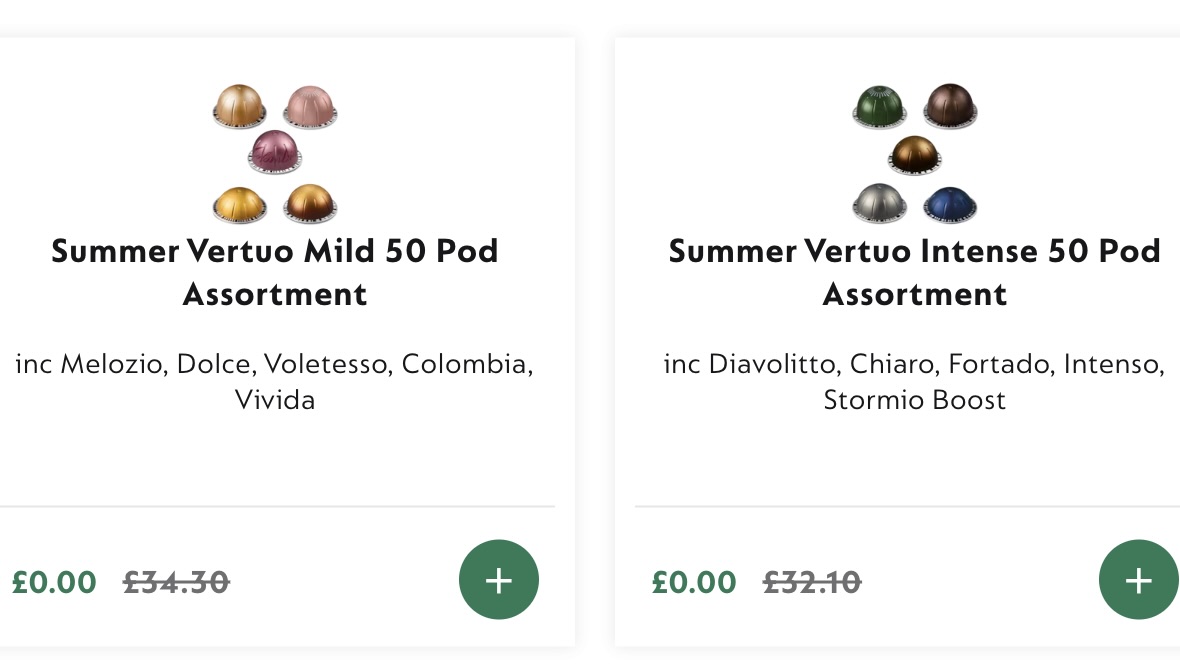 Nespresso free pod deal