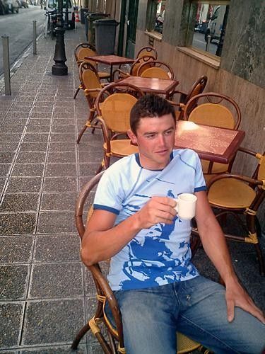 Enjoying a coffee in Nice, Gerran's French base