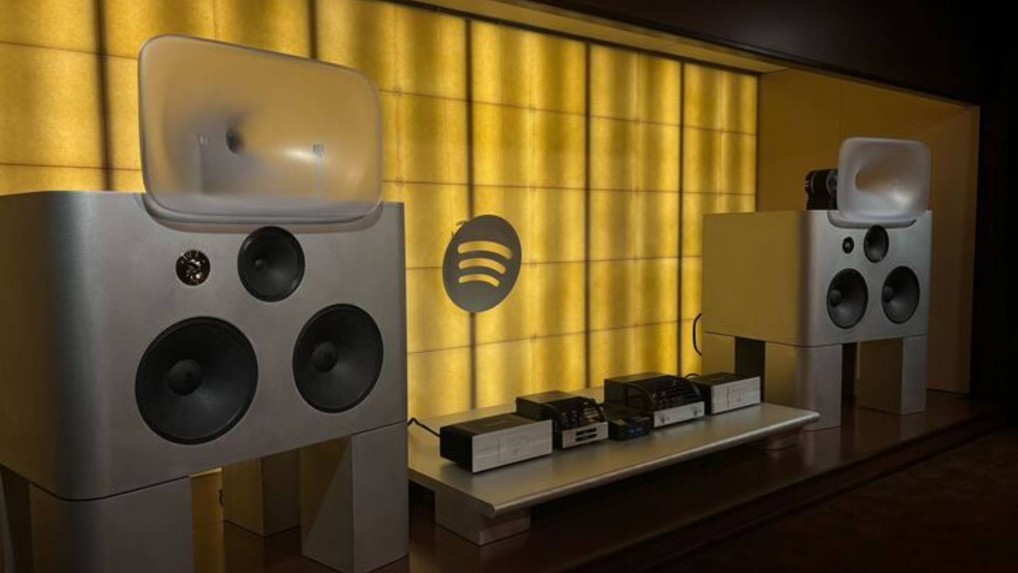 The stereo system in the Spotify Listening Lounge