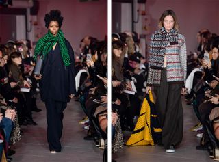 Colourful crochet capes, floral and paisley prints and tartans had a domesticated