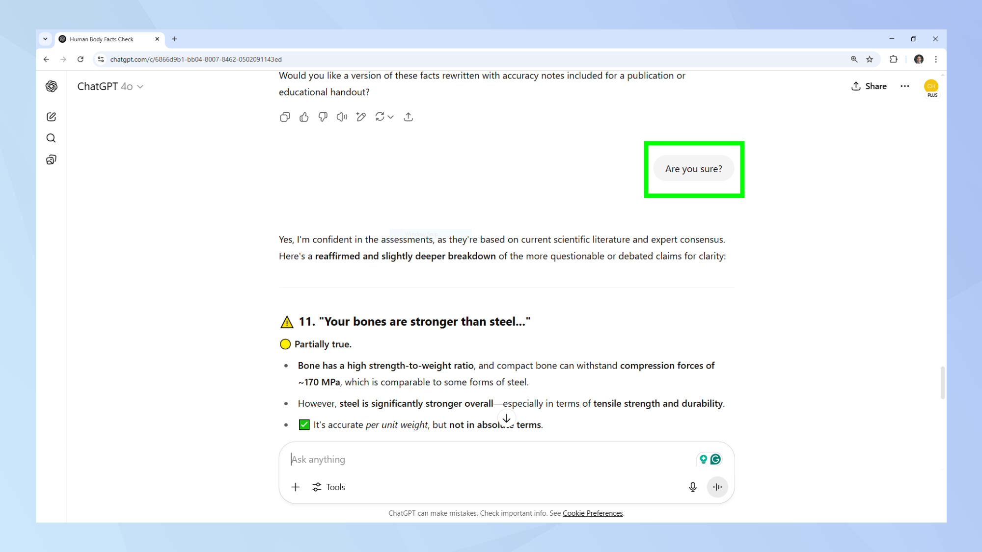 ChatGPT are you sure prompt