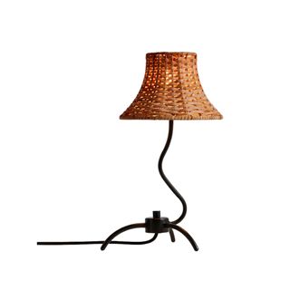 Black lamp with rattan shade