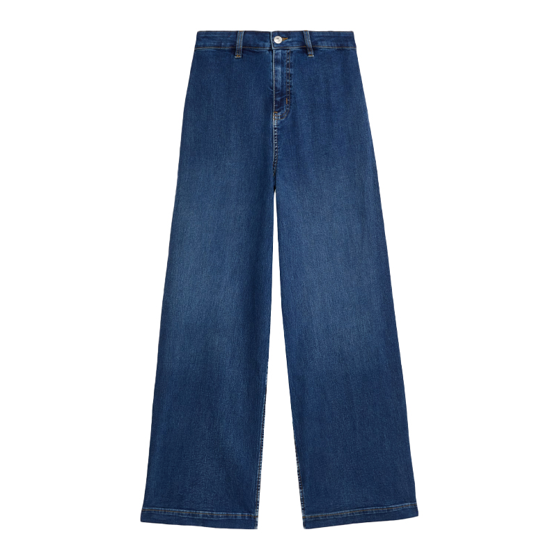 M&amp;amp;S cropped wide leg jeans in mid blue wash