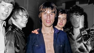 Rock band "The Yardbirds" pose for a portrait after their show in Los Angeles in September 1966. (L-R) Chris Dreja, Keith Relf, Jeff Beck, Jimmy Page, Jim McCarty. 