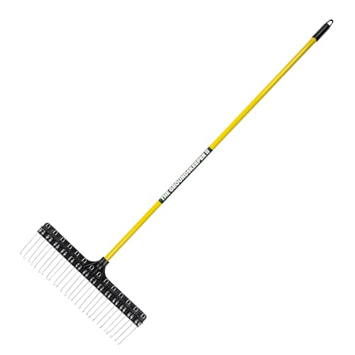 The Groundskeeper Ii Rake 55-Inch Lightweight Fiberglass Handle, 21-Inch Head, Durable Steel Tines for Gardening, De-Thatching or Professional Landscaping