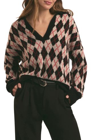 Aria Argyle-Pullover aus Wollmischung