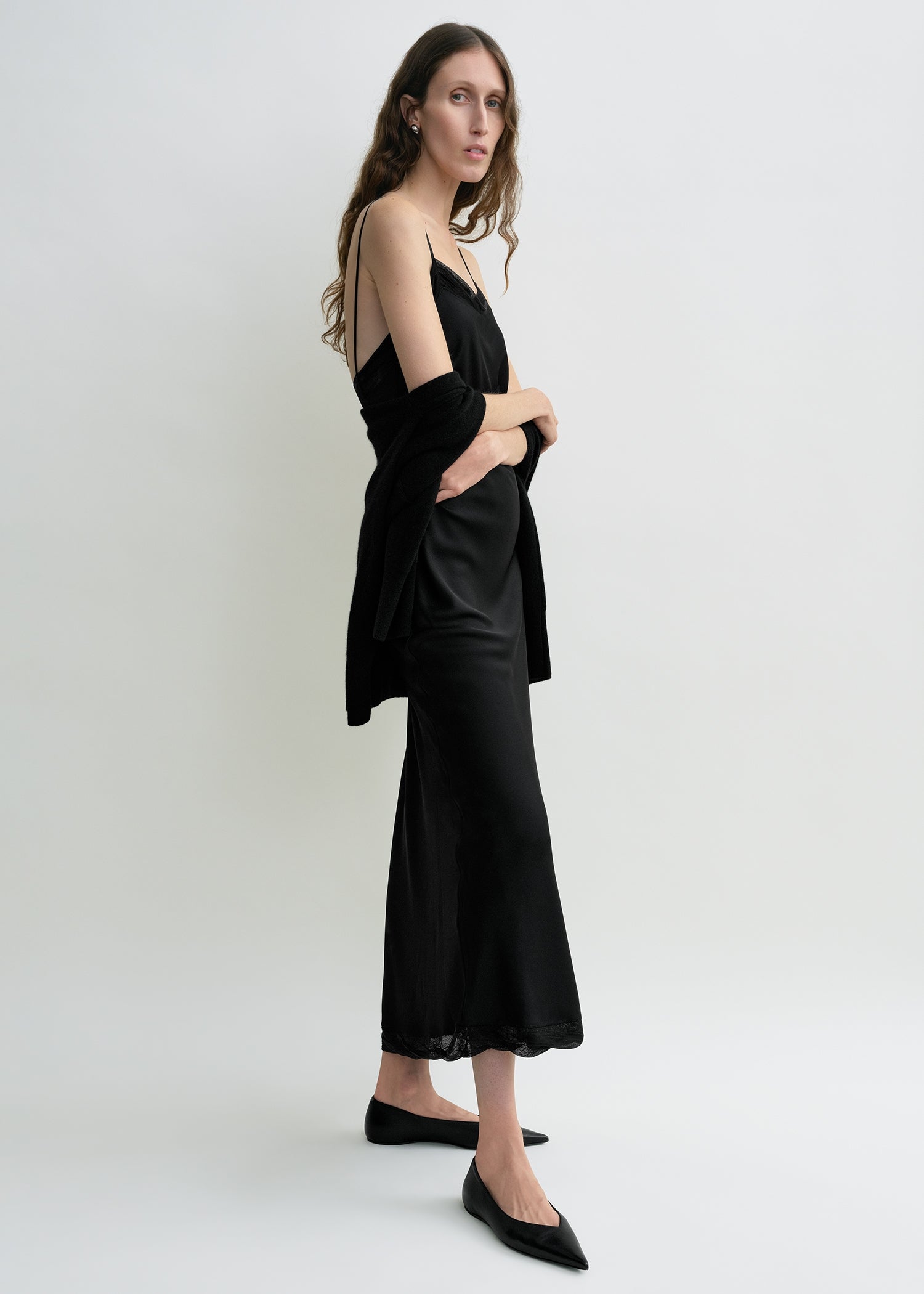 Satin Slip Dress Black - 30