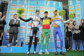 The elite men's podium: Niels Albert, Sven Nys and Rob Peeters