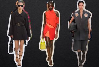 a collage of models wearing some of the best strappy sandal trends