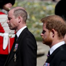 windsor, england april 17 prince william, duke of cambridge, prince harry, duke of sussex and peter phillips during the funeral of prince philip, duke of edinburgh at windsor castle on april 17, 2021 in windsor, england prince philip of greece and denmark was born 10 june 1921, in greece he served in the british royal navy and fought in wwii he married the then princess elizabeth on 20 november 1947 and was created duke of edinburgh, earl of merioneth, and baron greenwich by king vi he served as prince consort to queen elizabeth ii until his death on april 9 2021, months short of his 100th birthday his funeral takes place today at windsor castle with only 30 guests invited due to coronavirus pandemic restrictions photo by gareth fullerwpa poolgetty images