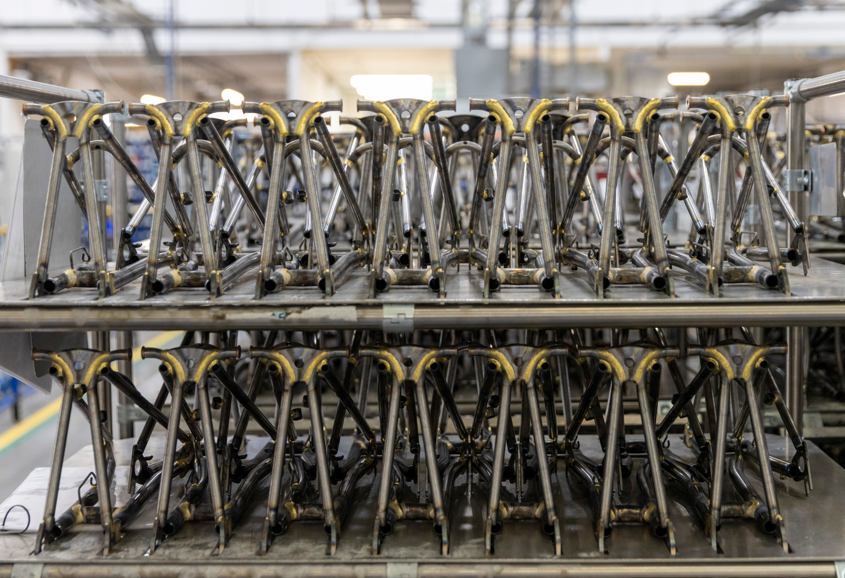 Completed forks await painting and assembly