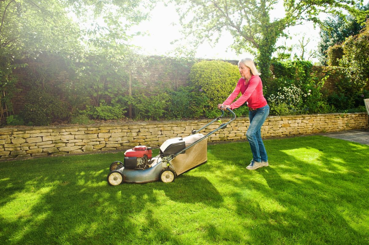 Mowing lawn in march sale