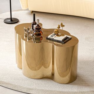 Merrissa Modern Gold Stainless Coffee Table, Small/large Cloud Fashion Design
