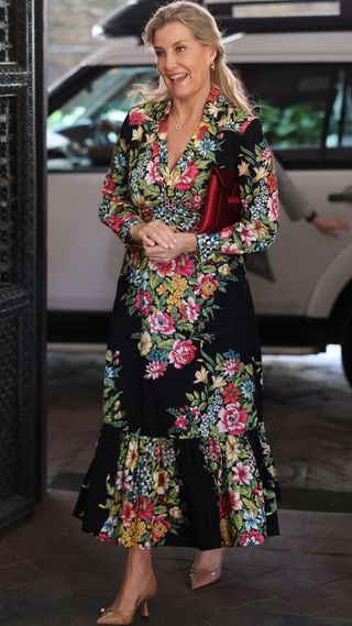 Sophie, Duchess of Edinburgh arrives at Dwarika’s Hotel for a meeting with prominent Nepali women’s rights activists during an official visit to Nepal on February 05, 2025