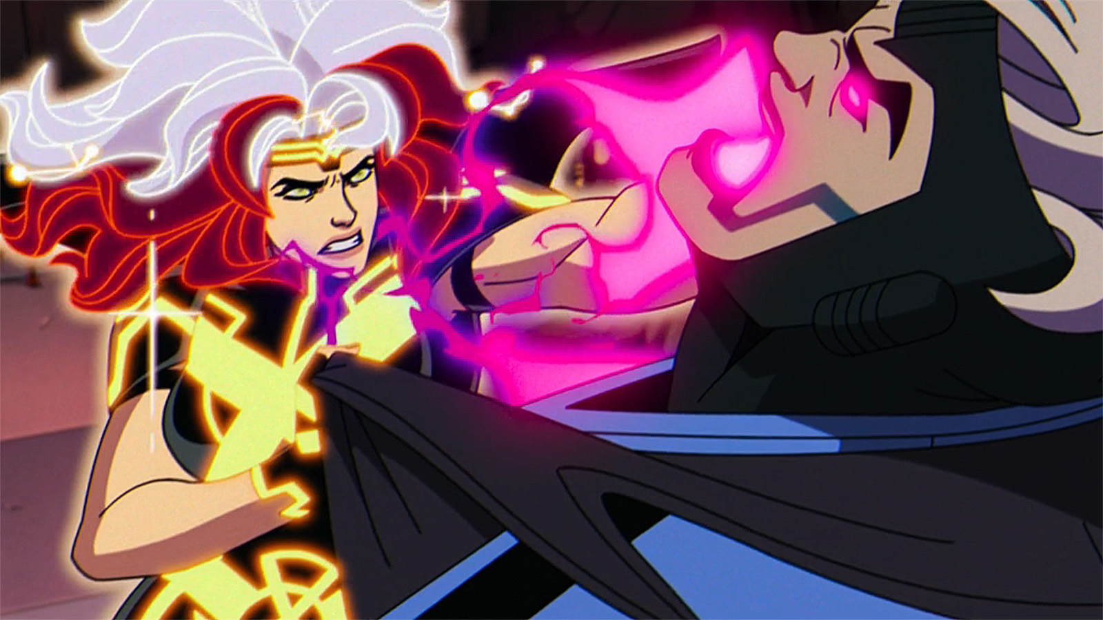 A Celestial-powered Rogue attacking Apocalypse-Gambit in X-Men '97 season 2 episode 9
