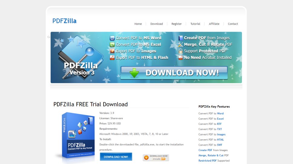 Website screenshot for PDFZilla