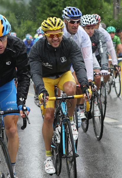Rinaldo Nocentini (AG2R) seems happy to see rain.