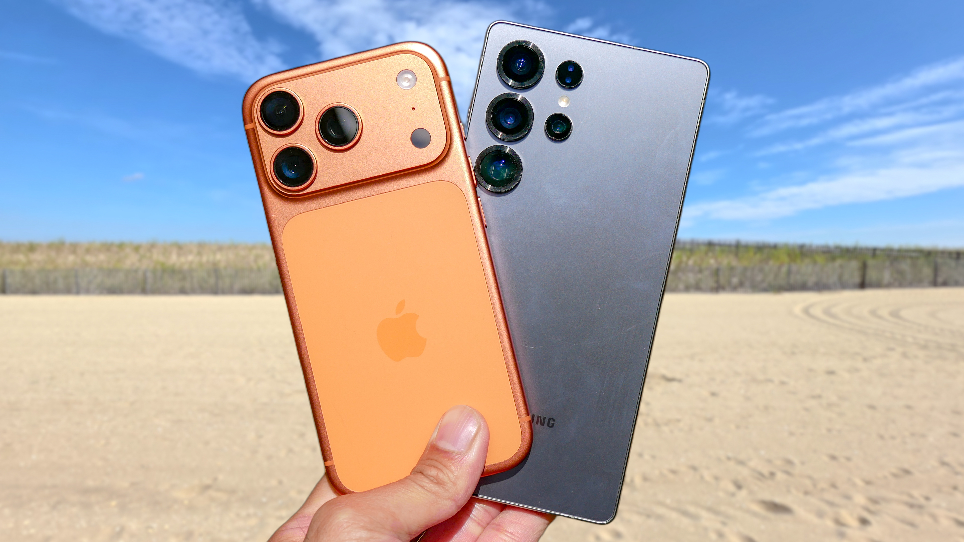 iPhone 17 Pro vs Galaxy S25 Ultra held in the hand.