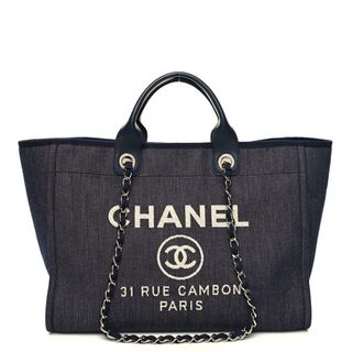 Chanel Denim Medium Deauville Tote Dark Blue