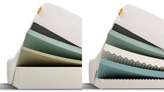 Nolah Original 10 mattress, diagram showing layers inside the basic version and then the hybrid version