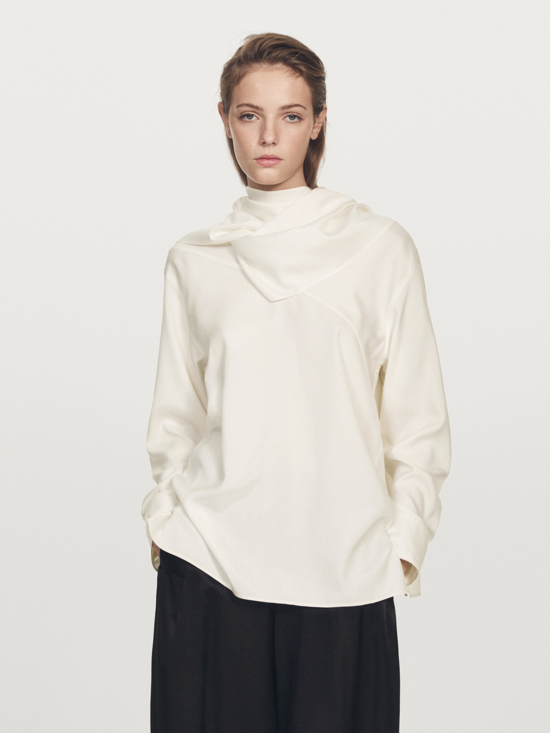 Silk Blend Blouse With Tie Detail - Limited