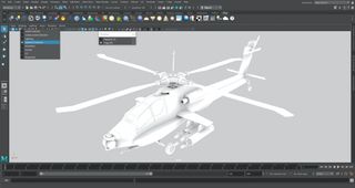 Screenshot of helicopter in Maya interface
