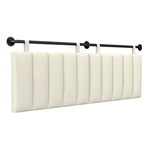 Bshomgi Wall Mounted Headboard King Headboards Only Comfortable Velvet Vertical Channel Headboards for Adjustable Size Bed (velvet Beige, King)