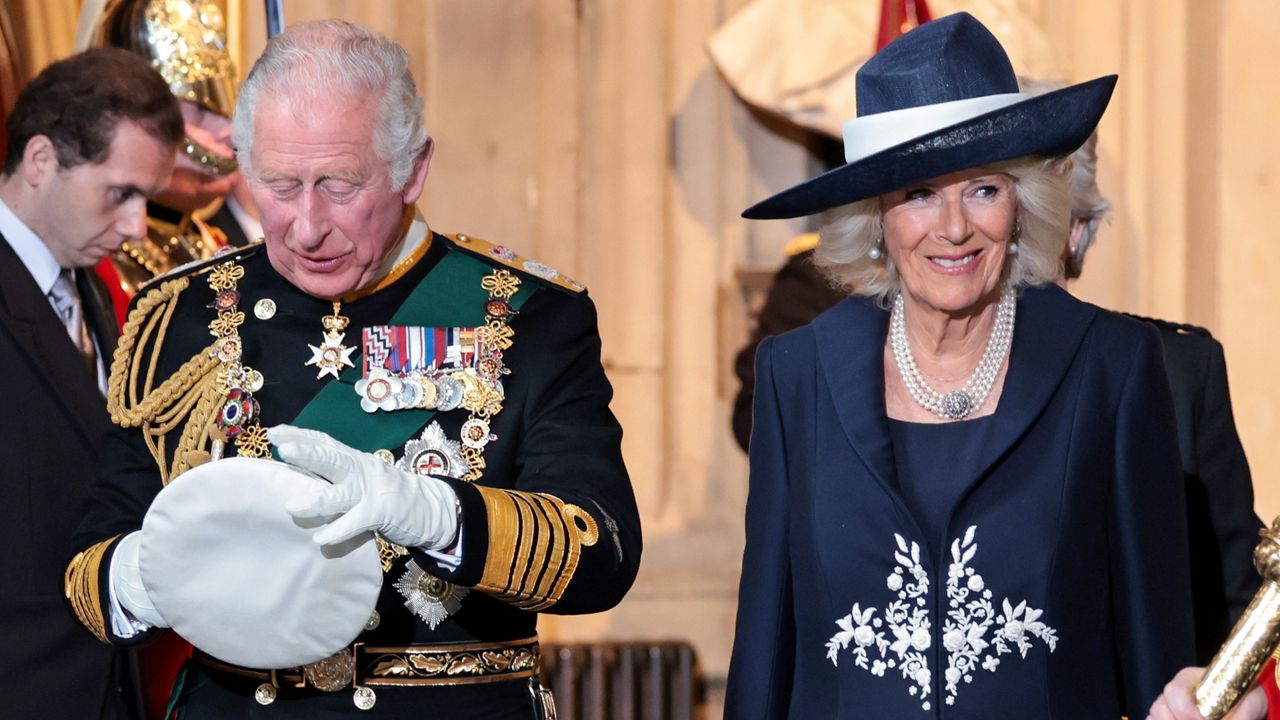 Prince Charles&#039; &quot;complaint&quot; revealed by lipreader, seen here with Camilla, Duchess of Cornwall departing after the State Opening of Parliament