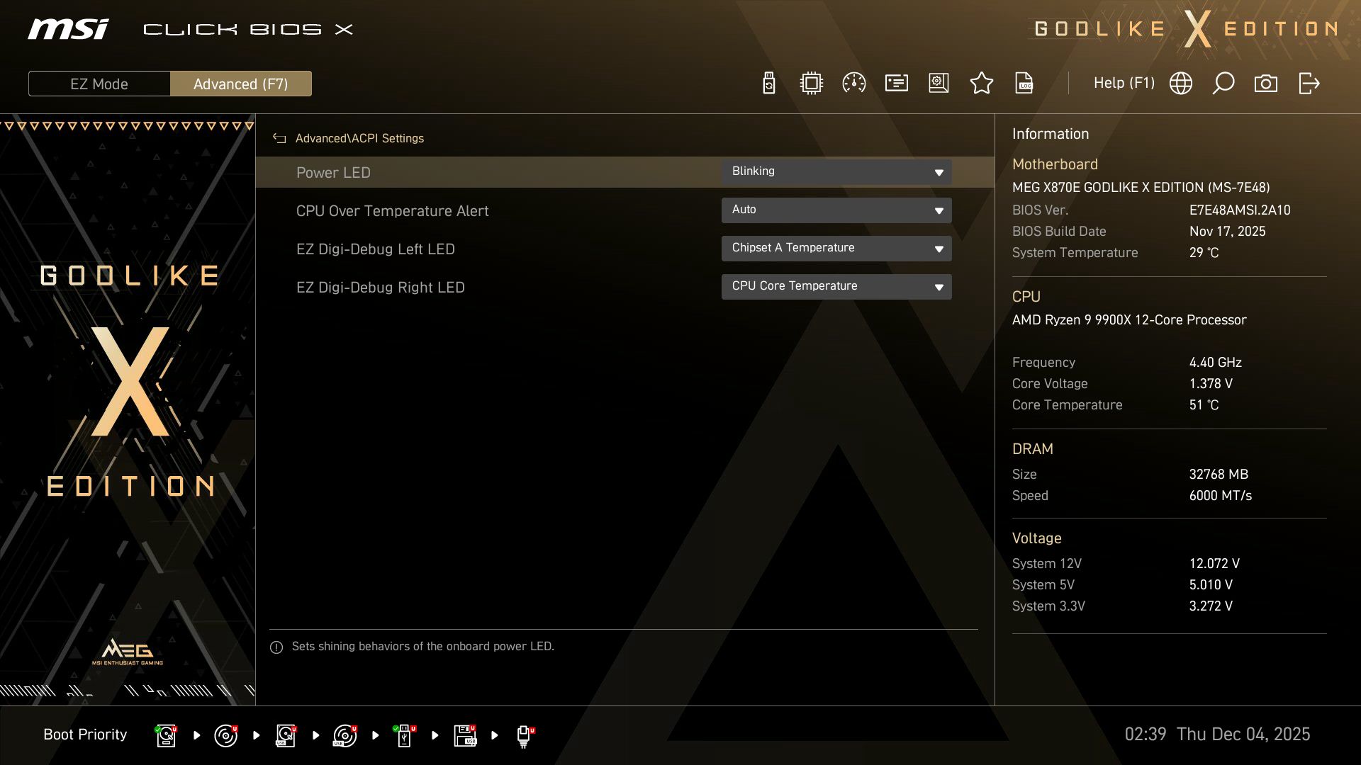 MSI X870E Godlike X - BIOS