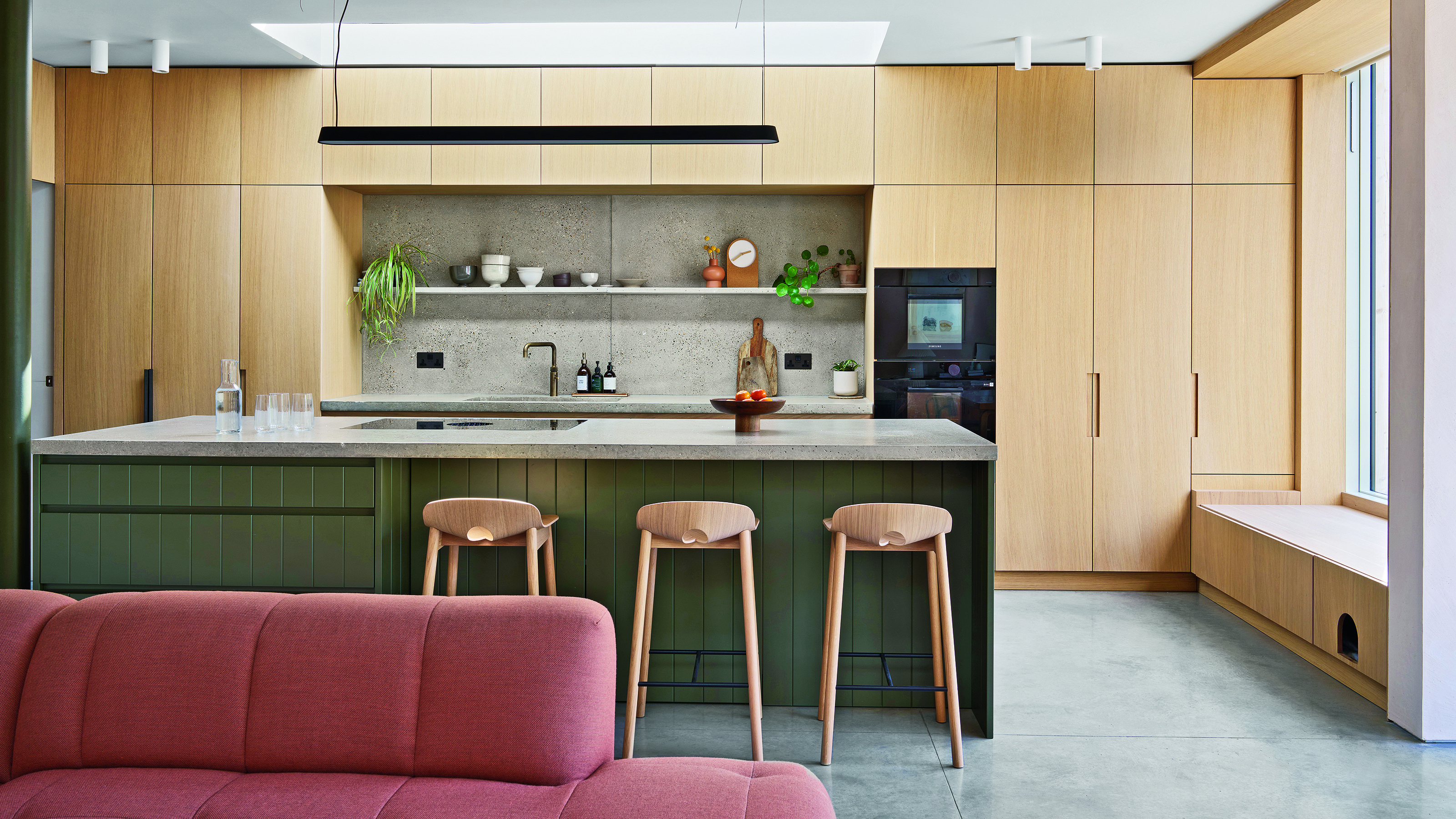 Scandi kitchen with island and sofa