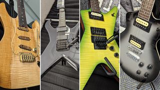 Four of Dean's new-for-2024 guitars, pictured at the 2024 NAMM show