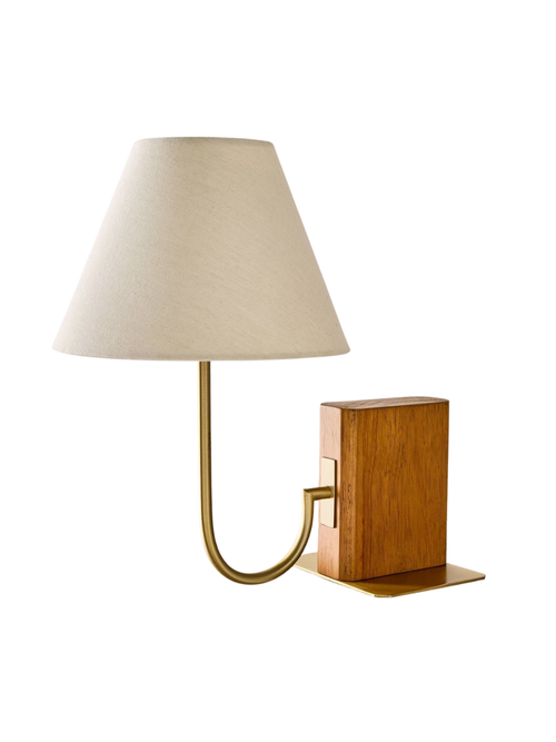 Wood Mid Tone Bookshelf Lamp