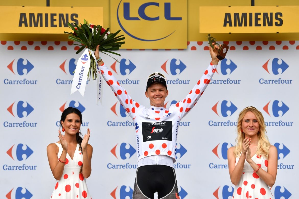 Toms Skujins kept hold of his polka-dot jersey