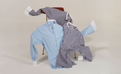 Sébline striped shirts on wooden chair