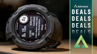 Garmin Instinct 2X Solar watch on wooden surface