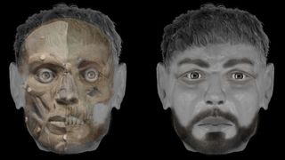 The facial reconstruction of the Cittiglio murder victim, who was killed sometime between the 11th and the 13th centuries in what seems to have been a surprise attack.