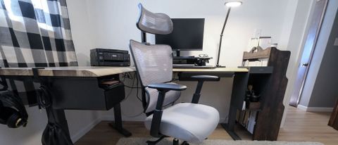 The ProtoArc EC100 office chair in front of a desk